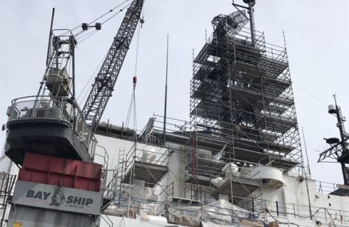 scaffold on a ship at Bay Ship