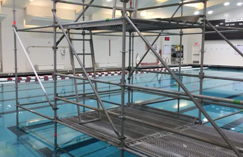 scaffolding set up in a swimming pool